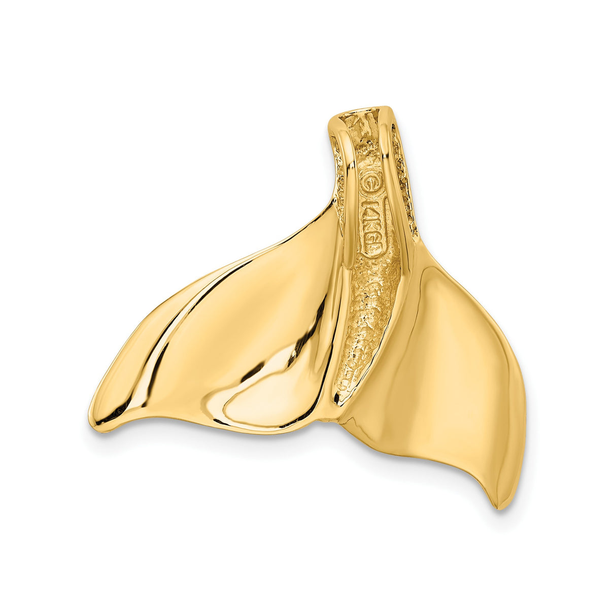14k Yellow Gold Whale Tail Pendant, Nautical Marine Life Charm, Ocean Spirit Jewelry