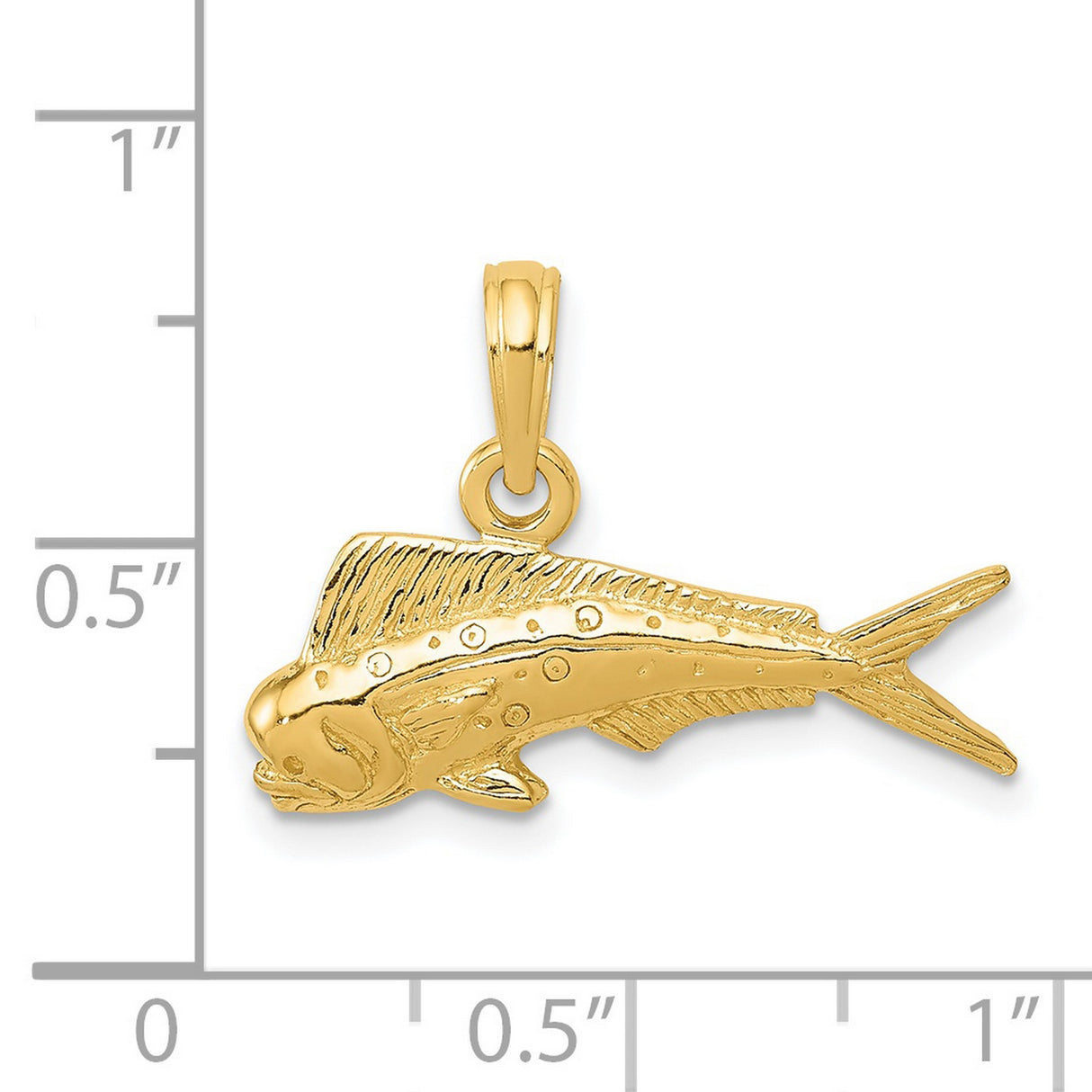 Mahi Mahi Fish Charm Pendant in Real 14k Yellow Gold