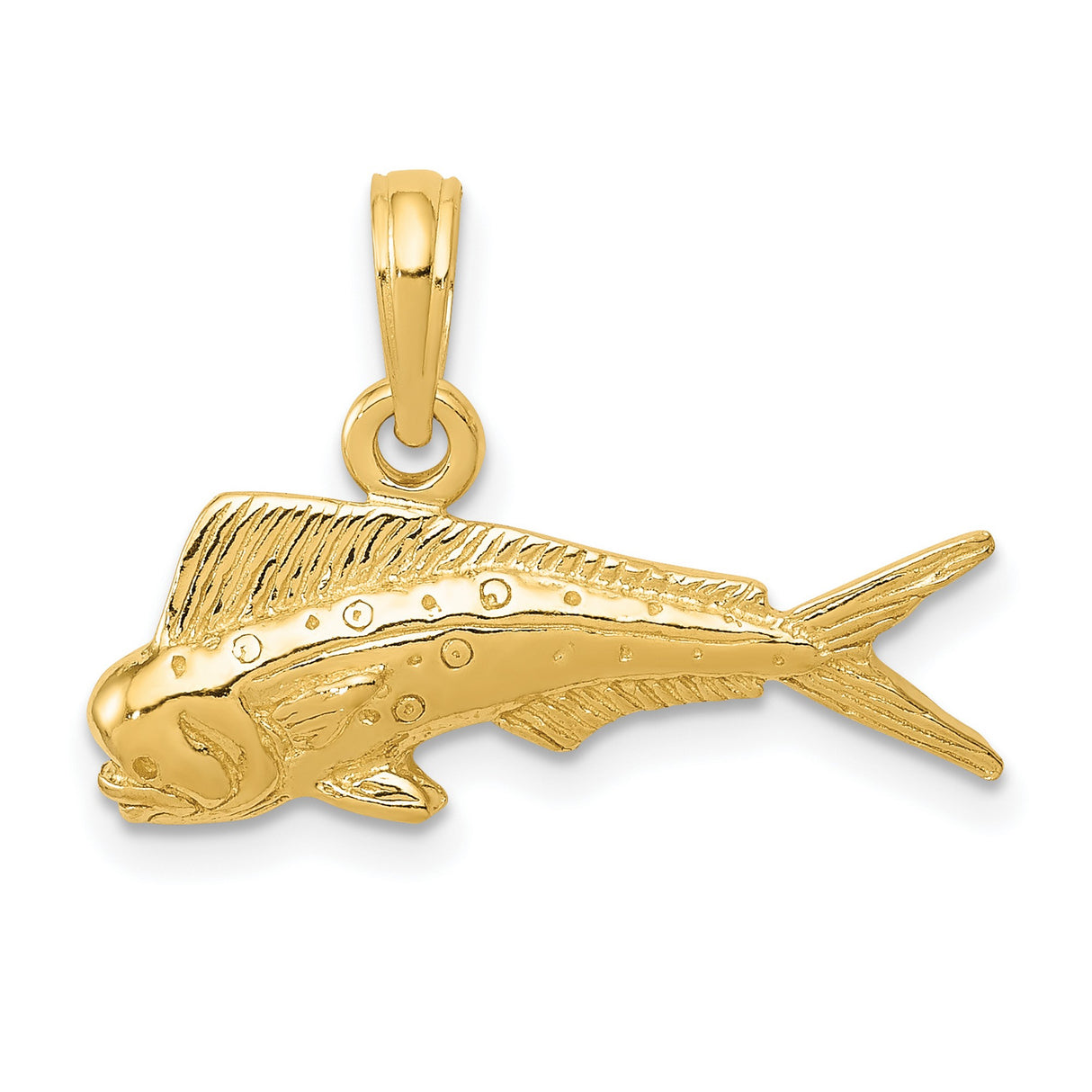 Mahi Mahi Fish Charm Pendant in Real 14k Yellow Gold