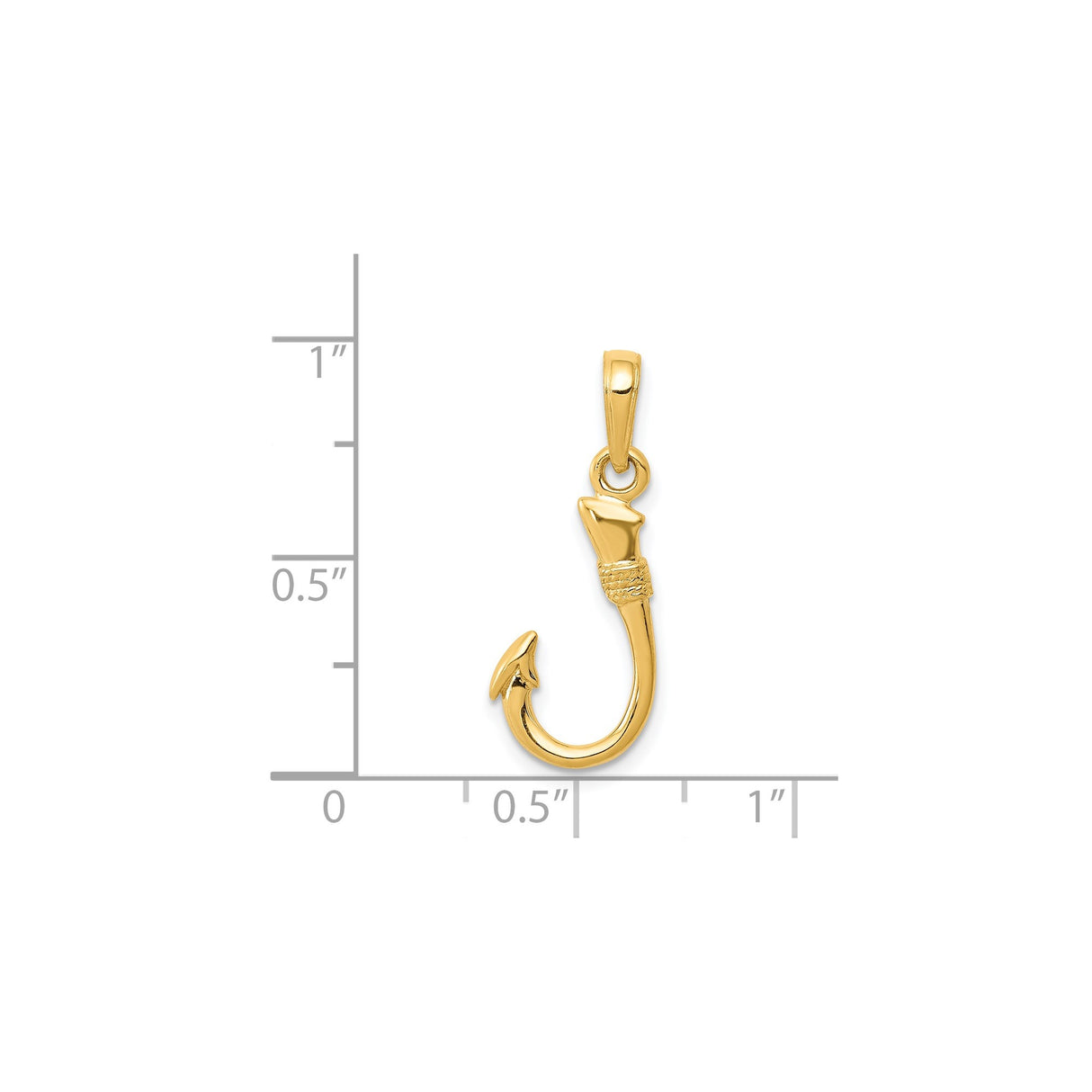 14k Yellow Gold Fish Hook Pendant, Hawaiian Nautical Design for Men or Women