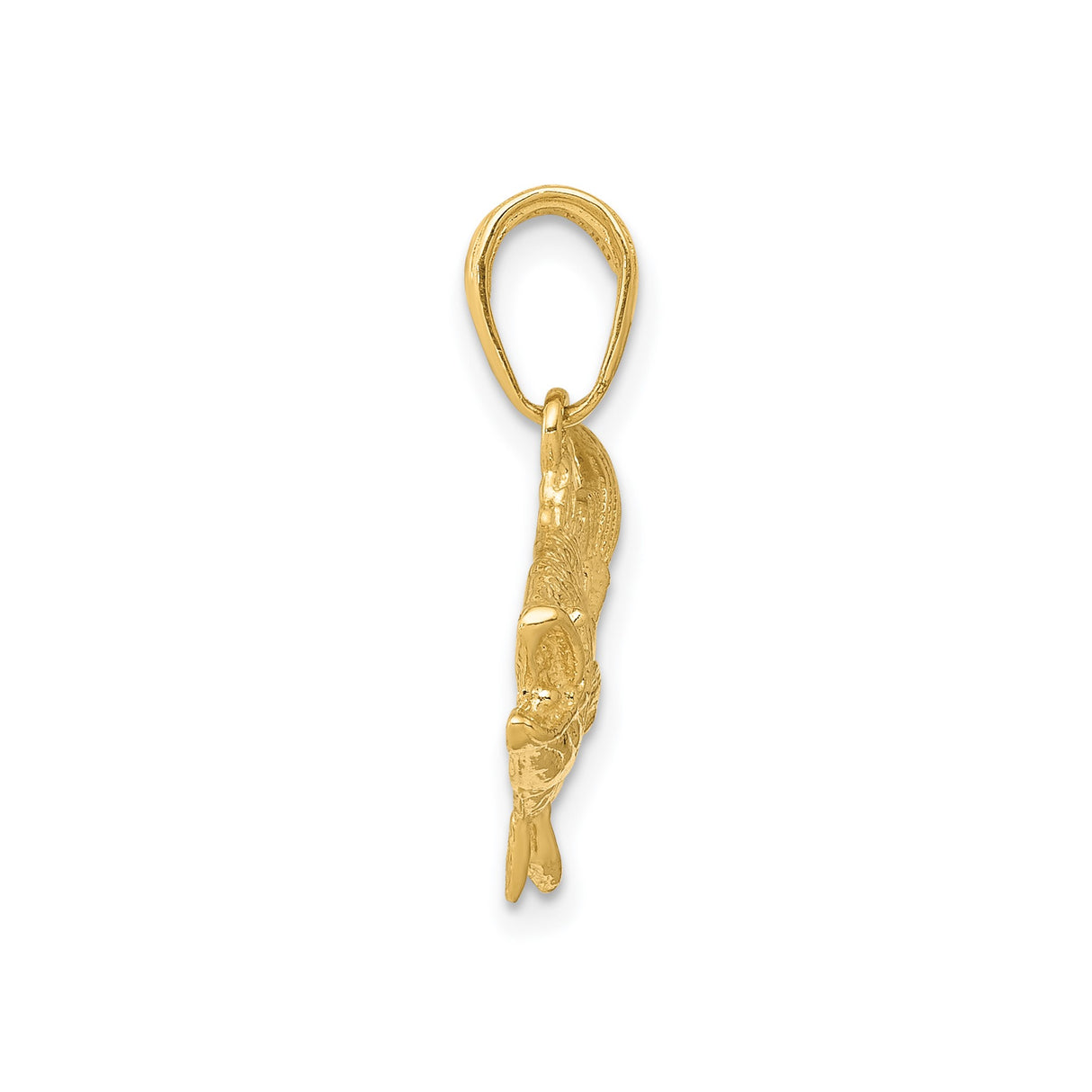 14k Yellow Gold Bass Fish Pendant, Detailed Angler Charm with Nature Motif for Men and Unisex