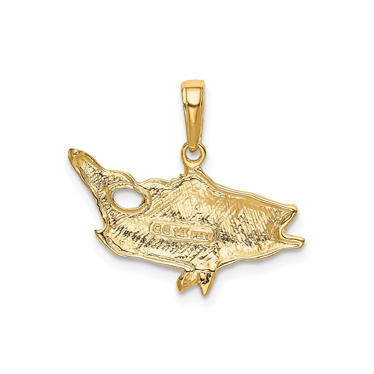 14k Yellow Gold Bass Fish Pendant, Detailed Angler Charm with Nature Motif for Men and Unisex