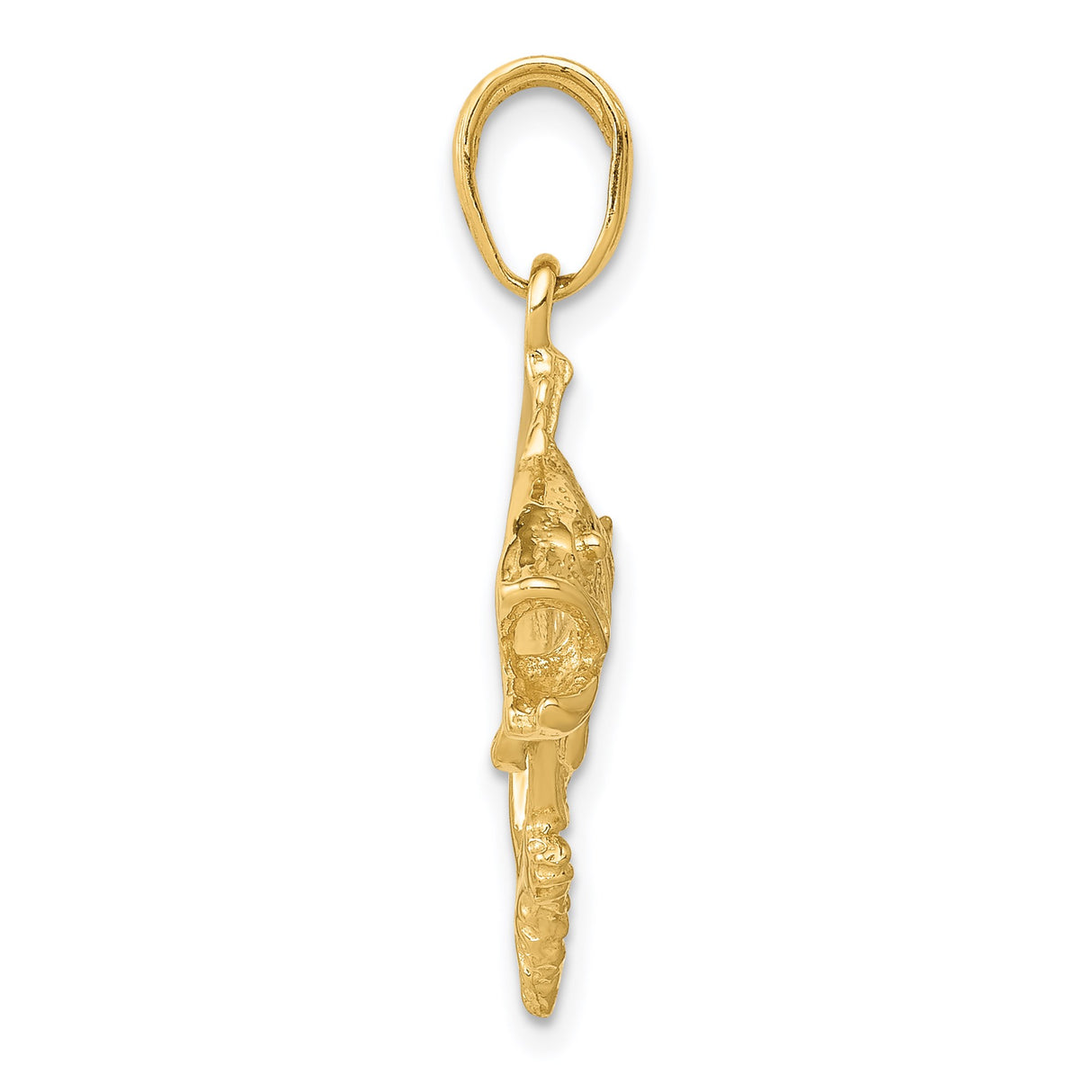 14k Yellow Gold Bass Pendant with Realistic Open Mouth Fish Design