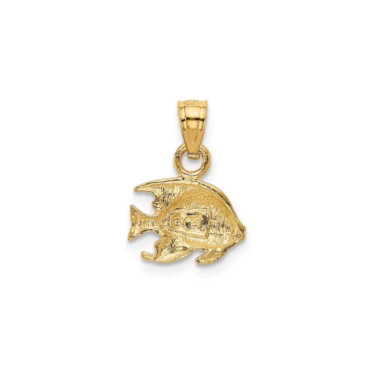 14k Yellow Gold Tropical Fish Pendant with Angelfish Design, Nautical Ocean Life Charm