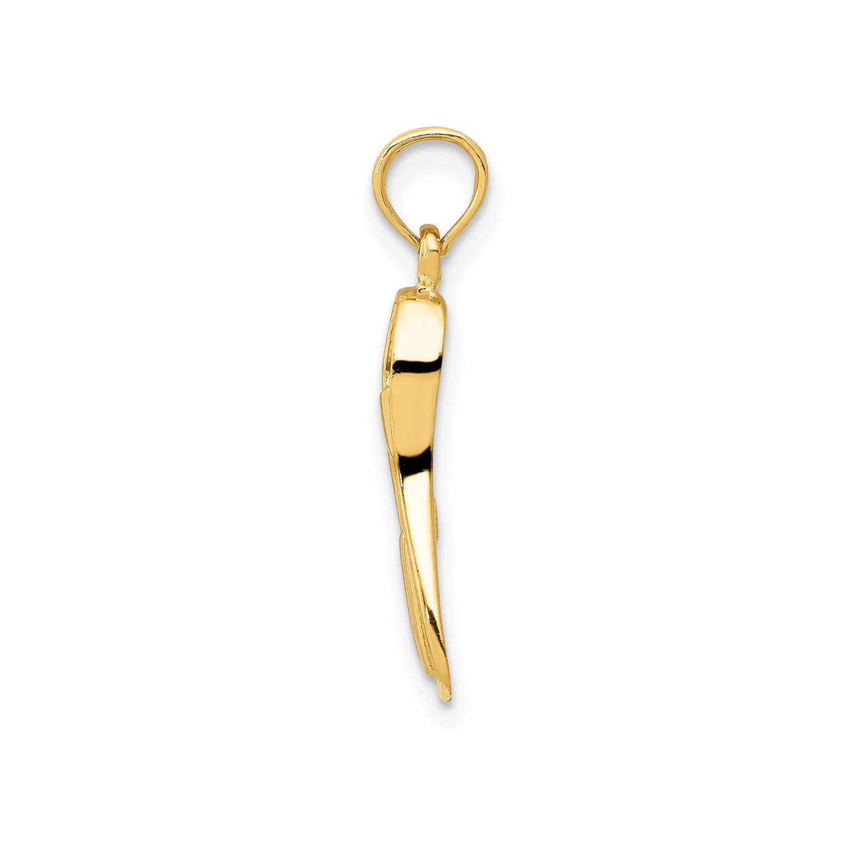 14k Yellow Gold Flipper Pendant, Scuba Diving Fin Charm, Nautical Unisex Jewelry