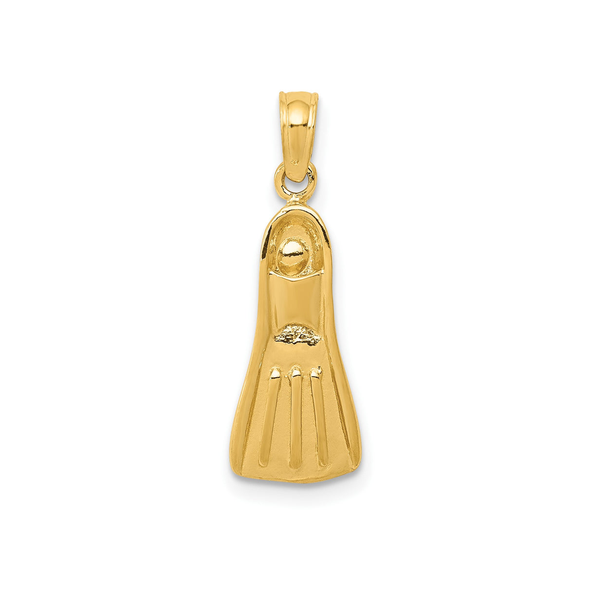 14k Yellow Gold Flipper Pendant, Scuba Diving Fin Charm, Nautical Unisex Jewelry