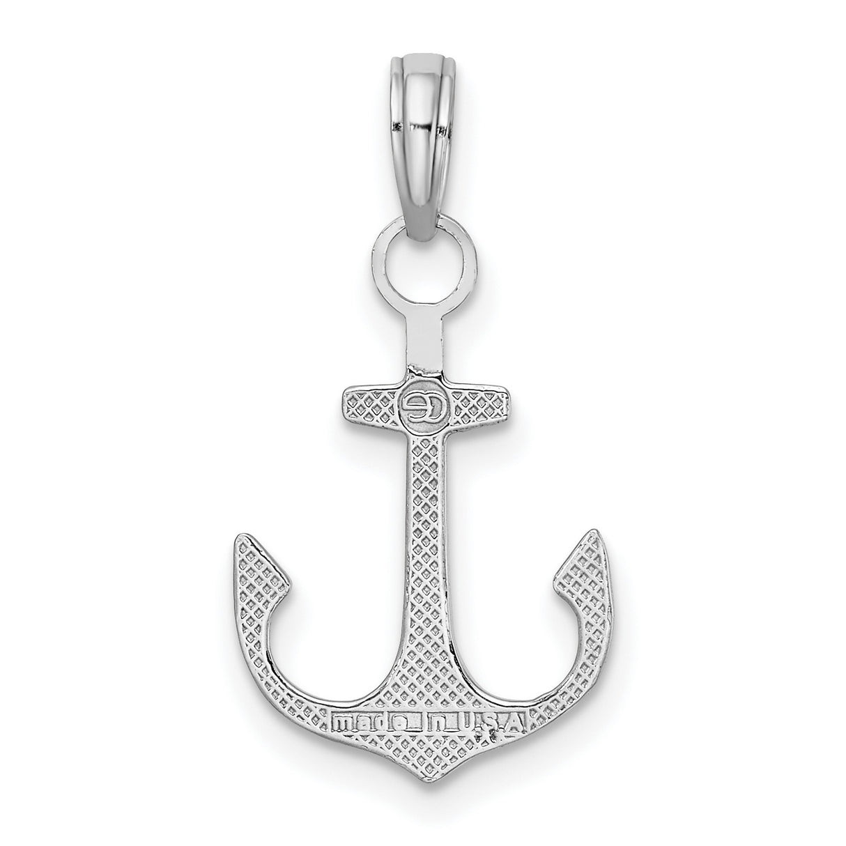 14k White Gold Anchor Pendant with Subtle Cross Design, Nautical Christian Charm