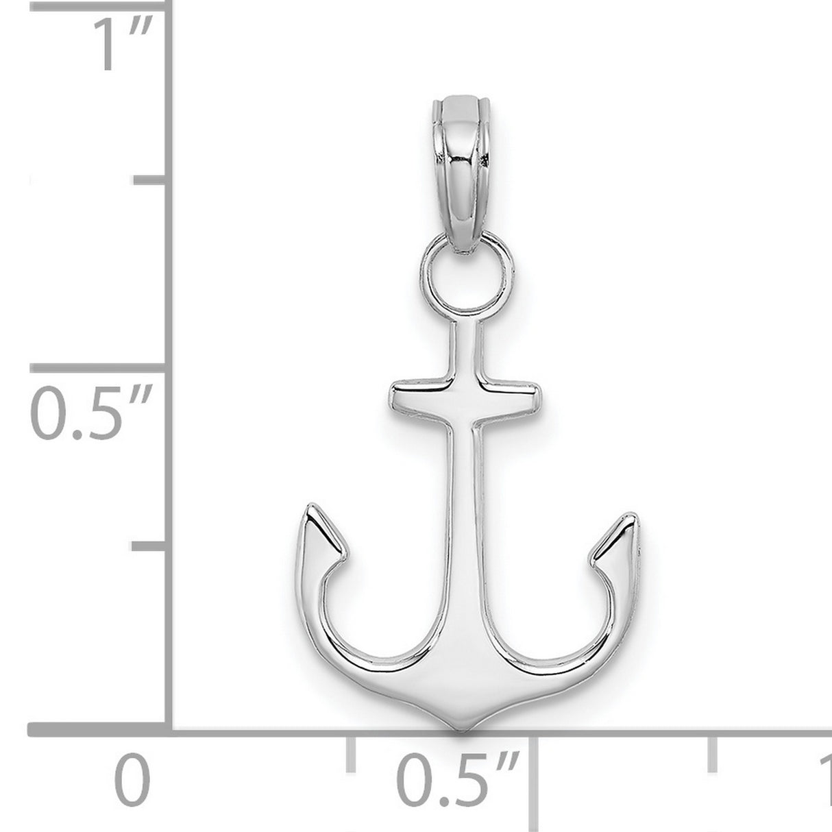 14k White Gold Anchor Pendant with Subtle Cross Design, Nautical Christian Charm