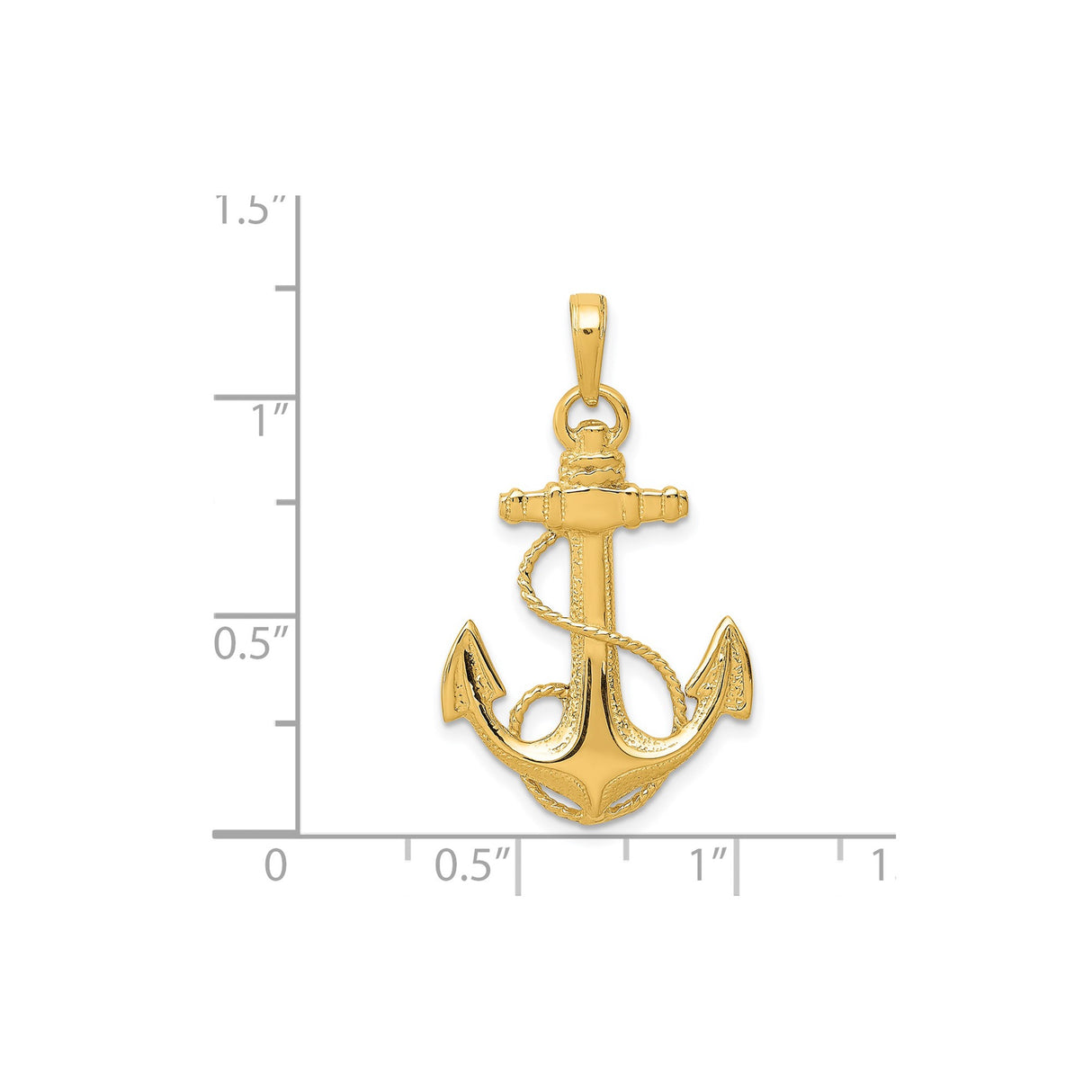 14k Yellow Gold Anchor Pendant with Rope Design, Nautical Symbol of Faith and Strength
