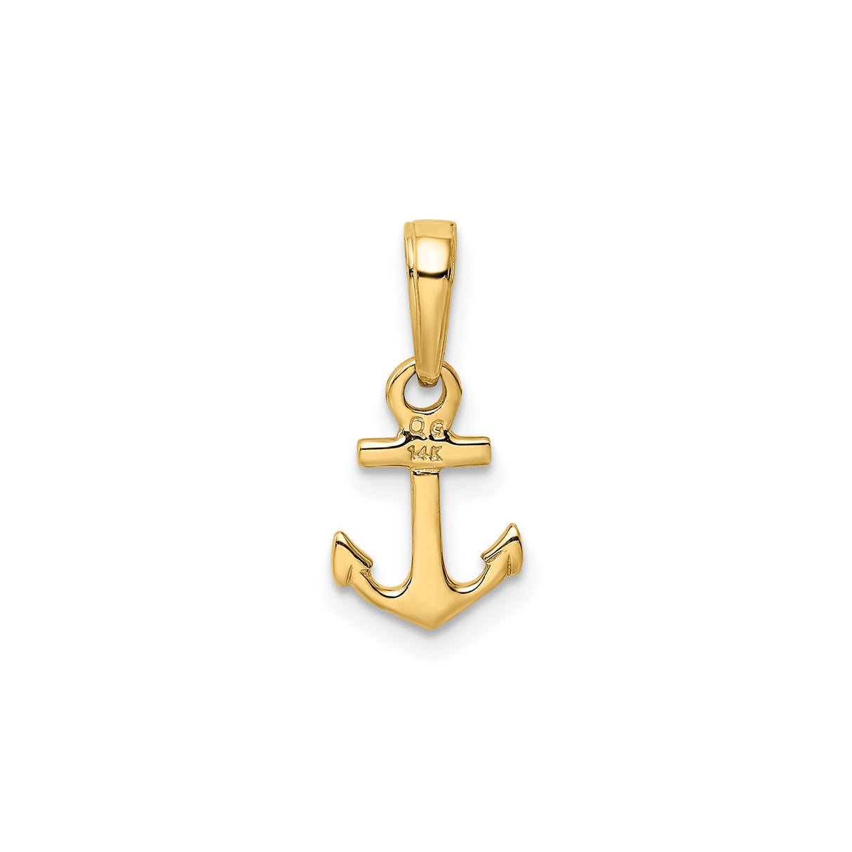 14k Yellow Gold Anchor Pendant, Polished Nautical Charm, Symbol of Faith and Strength, Unisex