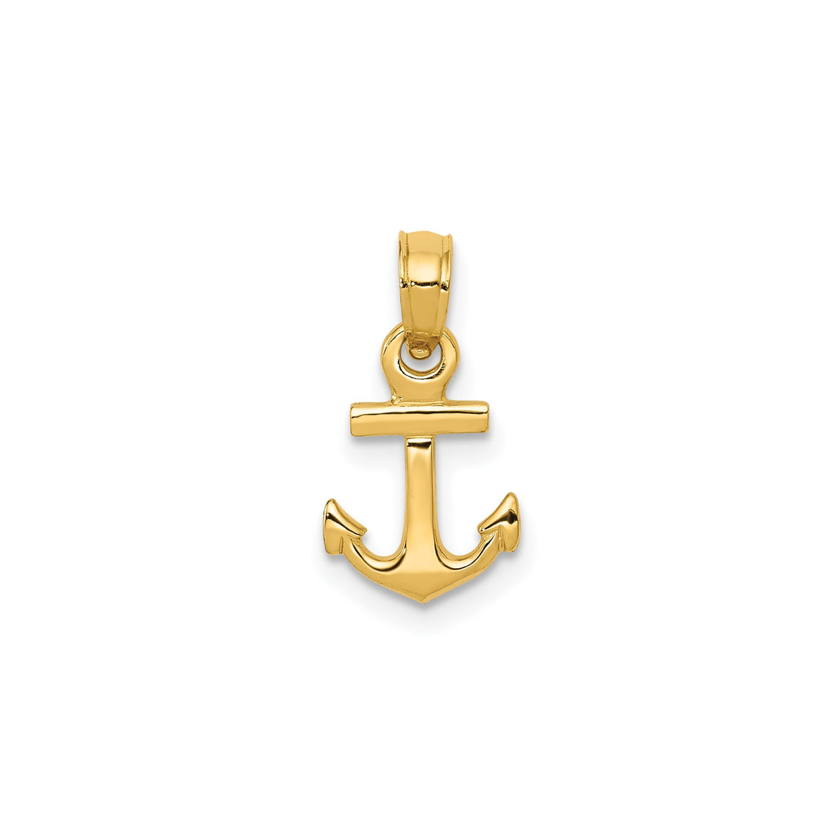 14k Yellow Gold Anchor Pendant, Polished Nautical Charm, Symbol of Faith and Strength, Unisex