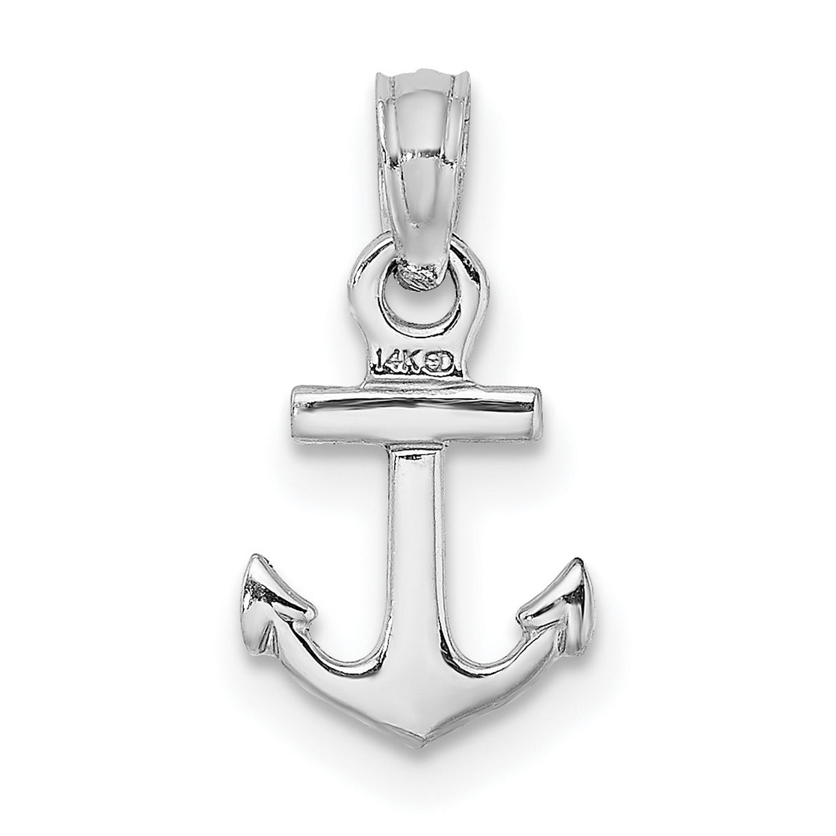 14k White Gold Anchor Pendant, Nautical Faith Symbol for Men or Women