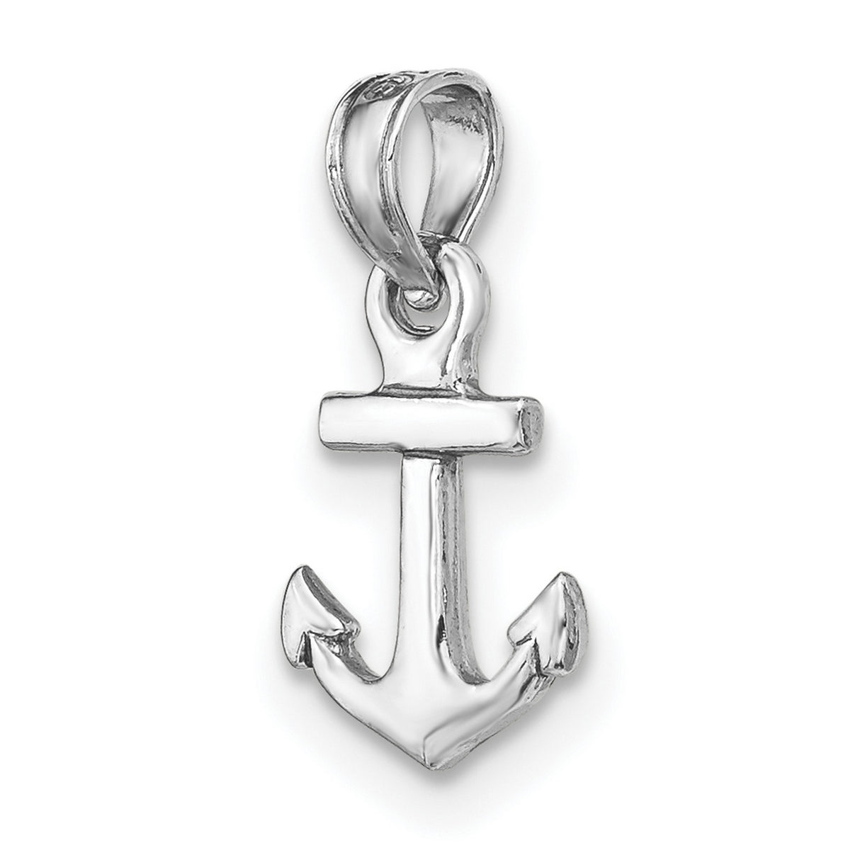 14k White Gold Anchor Pendant, Nautical Faith Symbol for Men or Women
