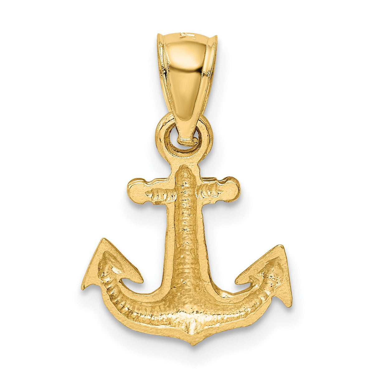 Satin Finish Anchor Charm Pendant in Real 14k Yellow Gold