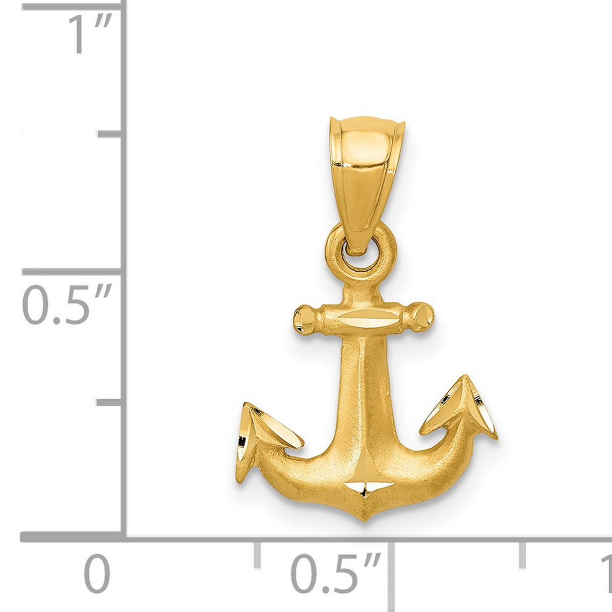 Satin Finish Anchor Charm Pendant in Real 14k Yellow Gold