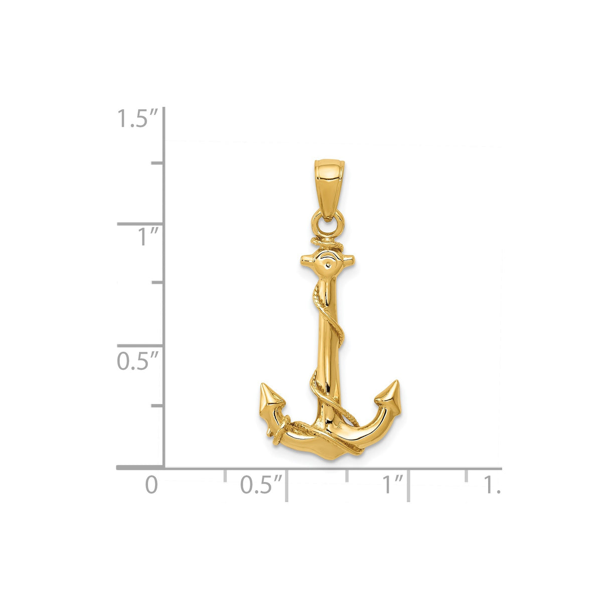 14k Yellow Gold Anchor Pendant with Rope Detail, Nautical Christian Symbol for Men or Women