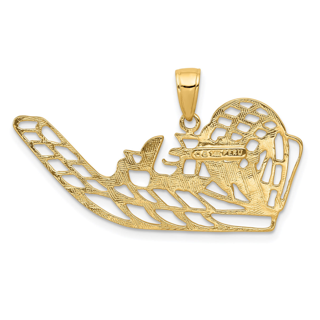 14k Yellow Gold Airboat Pendant with Propeller and Seating Detail, Outdoor Adventure Charm