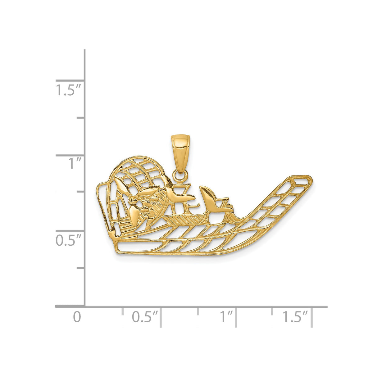 14k Yellow Gold Airboat Pendant with Propeller and Seating Detail, Outdoor Adventure Charm