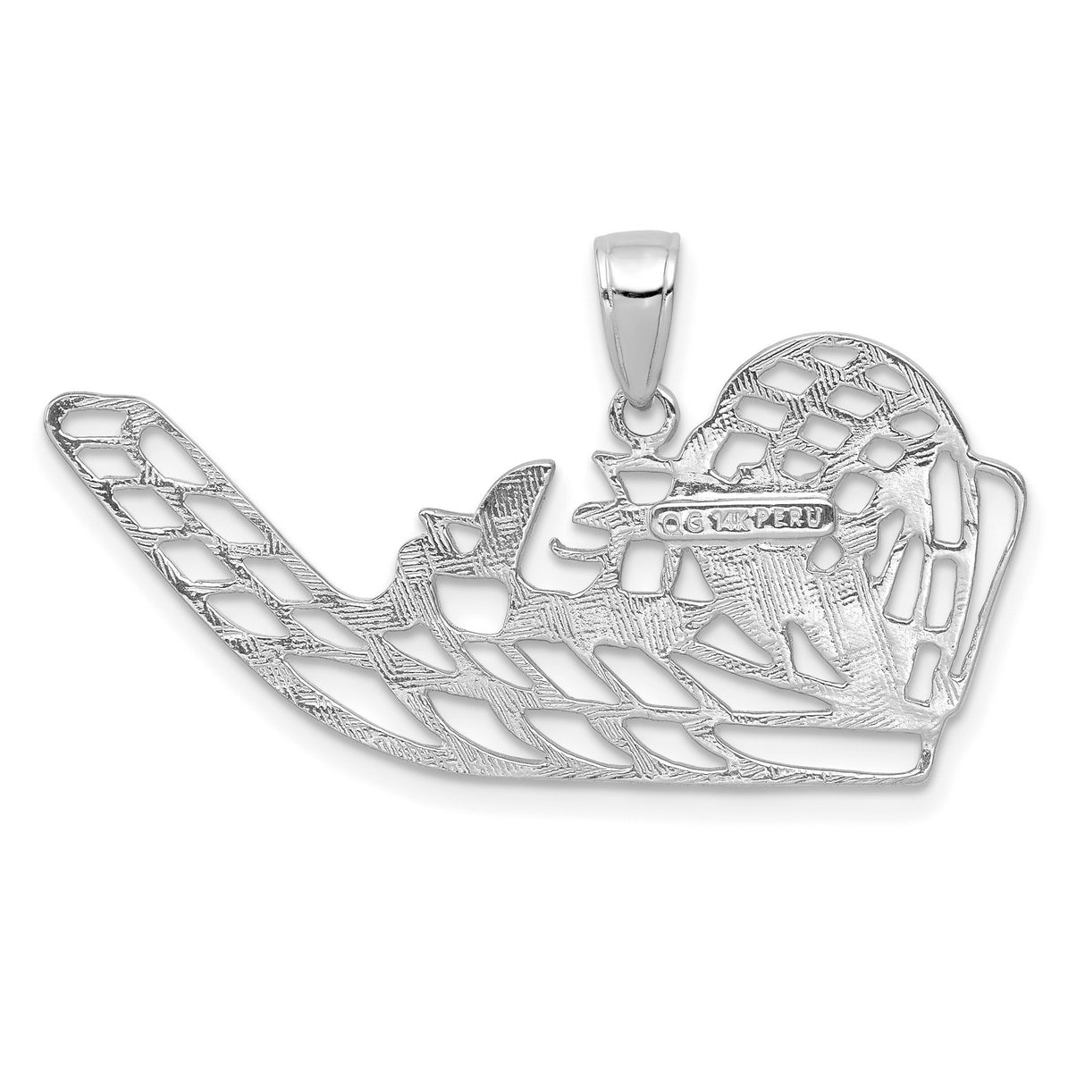 14k White Gold Airboat Pendant, Detailed Boating Charm, Outdoor Adventure Theme