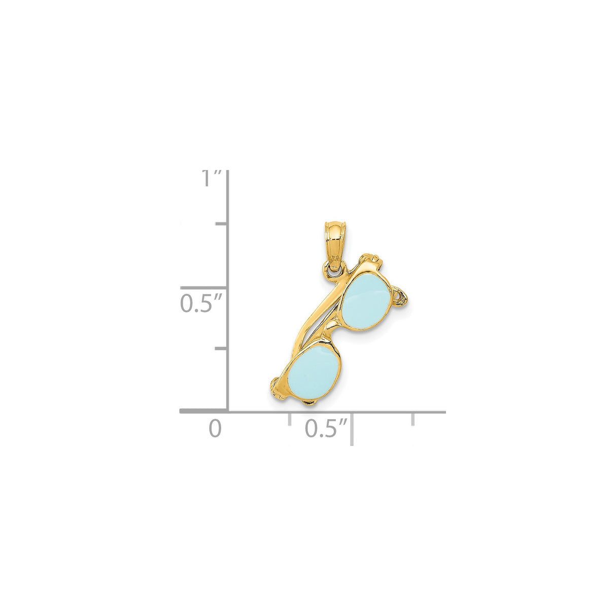 14k Yellow Gold Sunglasses Pendant with Light Blue Enamel Lenses, Movable Coastal Charm