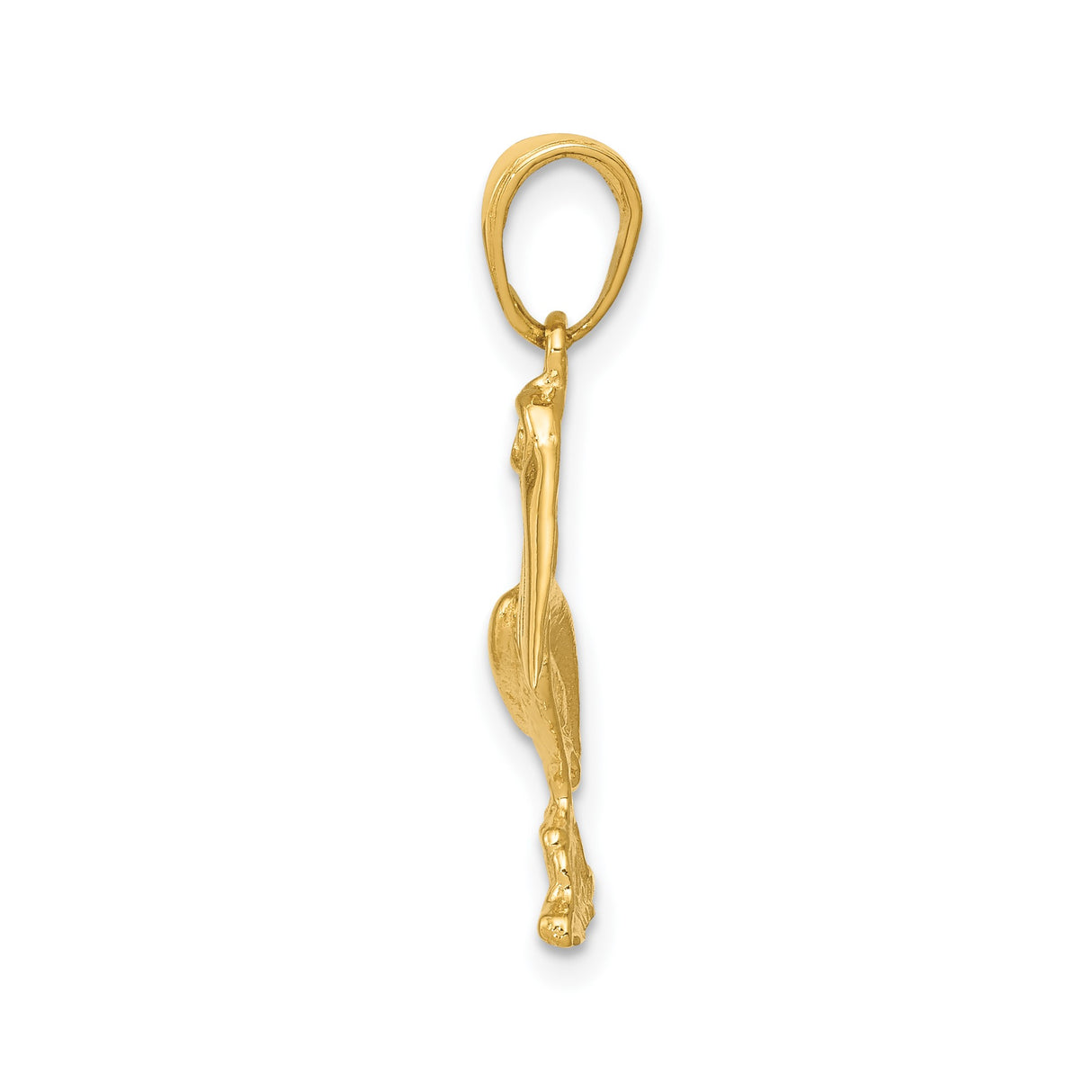 14k Yellow Gold Pelican Pendant Charm, Coastal Bird Design, Nautical Beach Jewelry for Women or Unisex