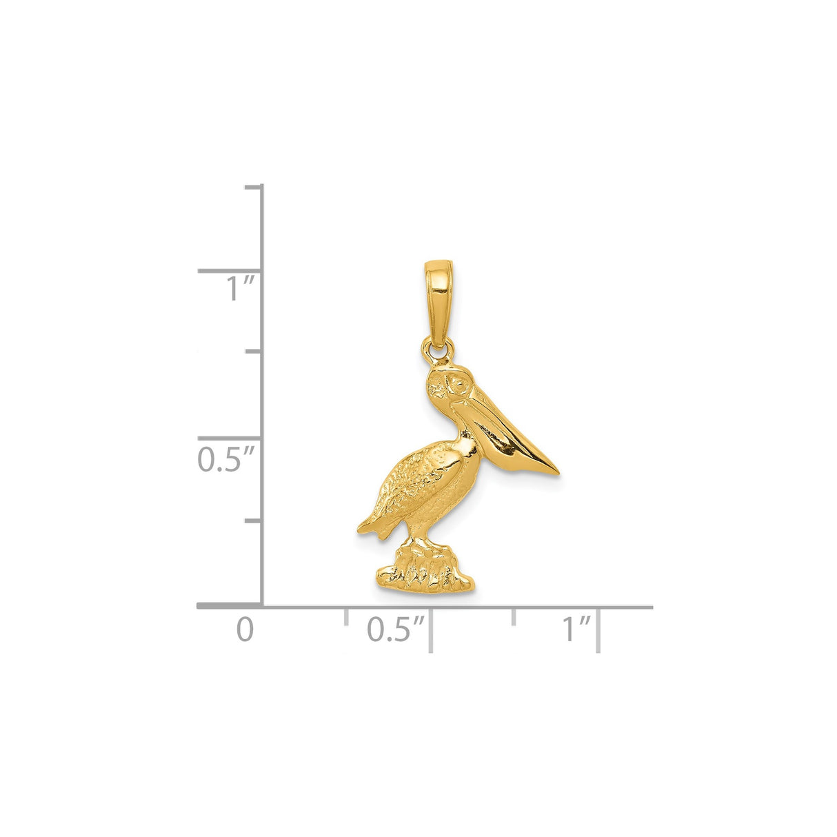 14k Yellow Gold Pelican Pendant Charm, Coastal Bird Design, Nautical Beach Jewelry for Women or Unisex