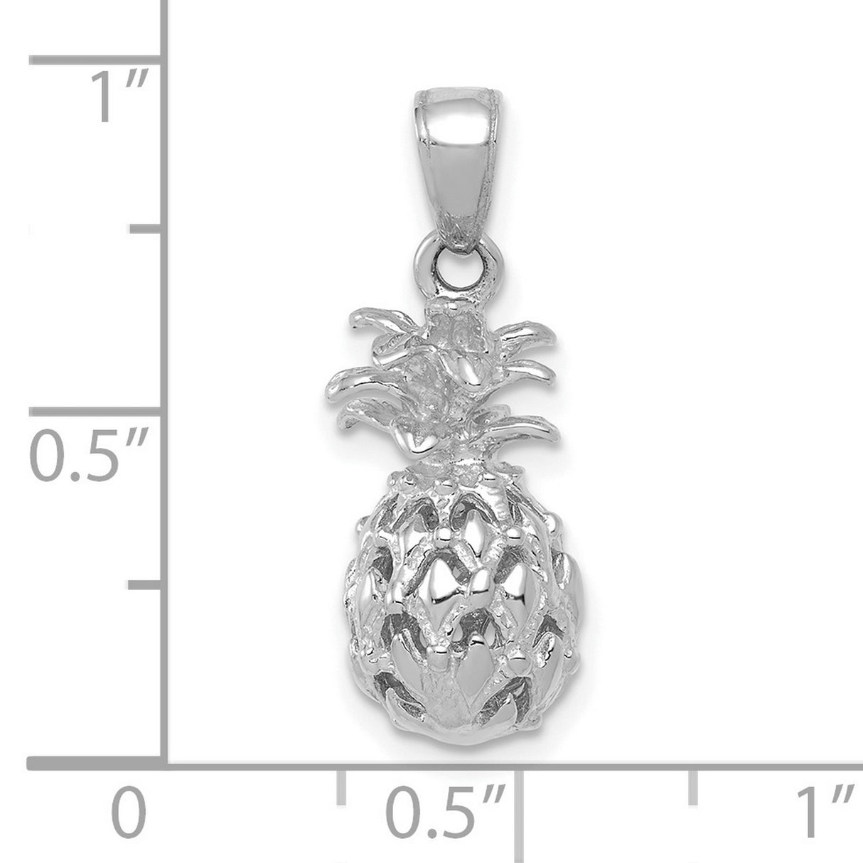 14k White Gold Pineapple Pendant, Tropical Fruit Charm with Detailed Design for Women
