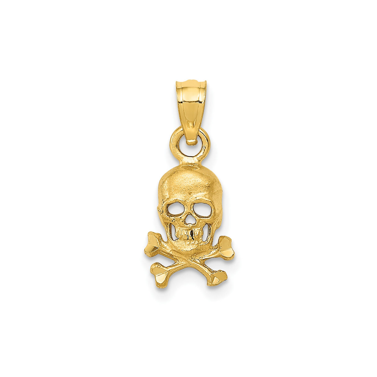 14k Yellow Gold Skull and Crossbones Pendant with Pirate Motif, Gothic Biker Style, Unisex Charm