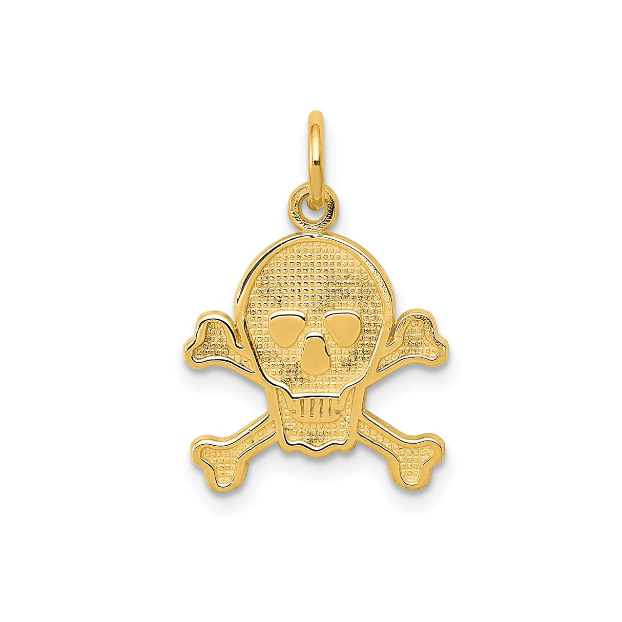 14k Yellow Gold Skull and Crossbones Pendant, Pirate Gothic Biker Style for Men or Unisex