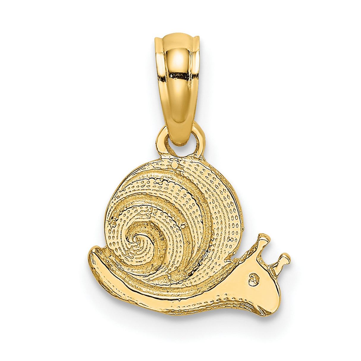 14k Yellow Gold Snail Pendant Charm with Spiral Shell Design for Women or Unisex Wear