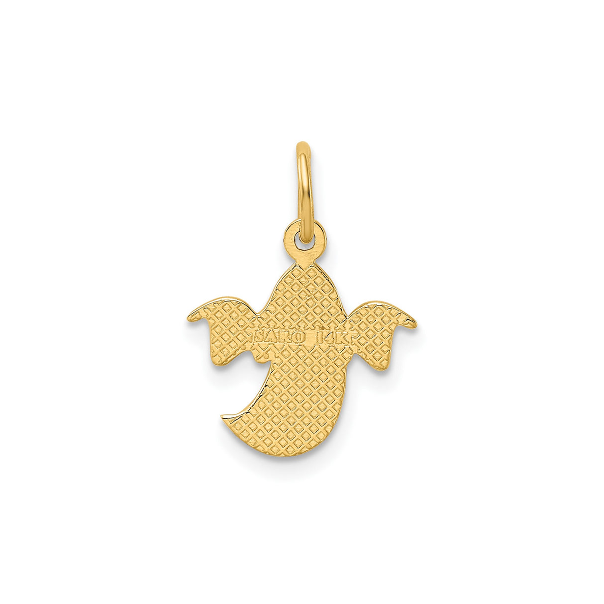 14k Yellow Gold Ghost Pendant Charm, Textured Whimsical Halloween Design, Unisex Jewelry