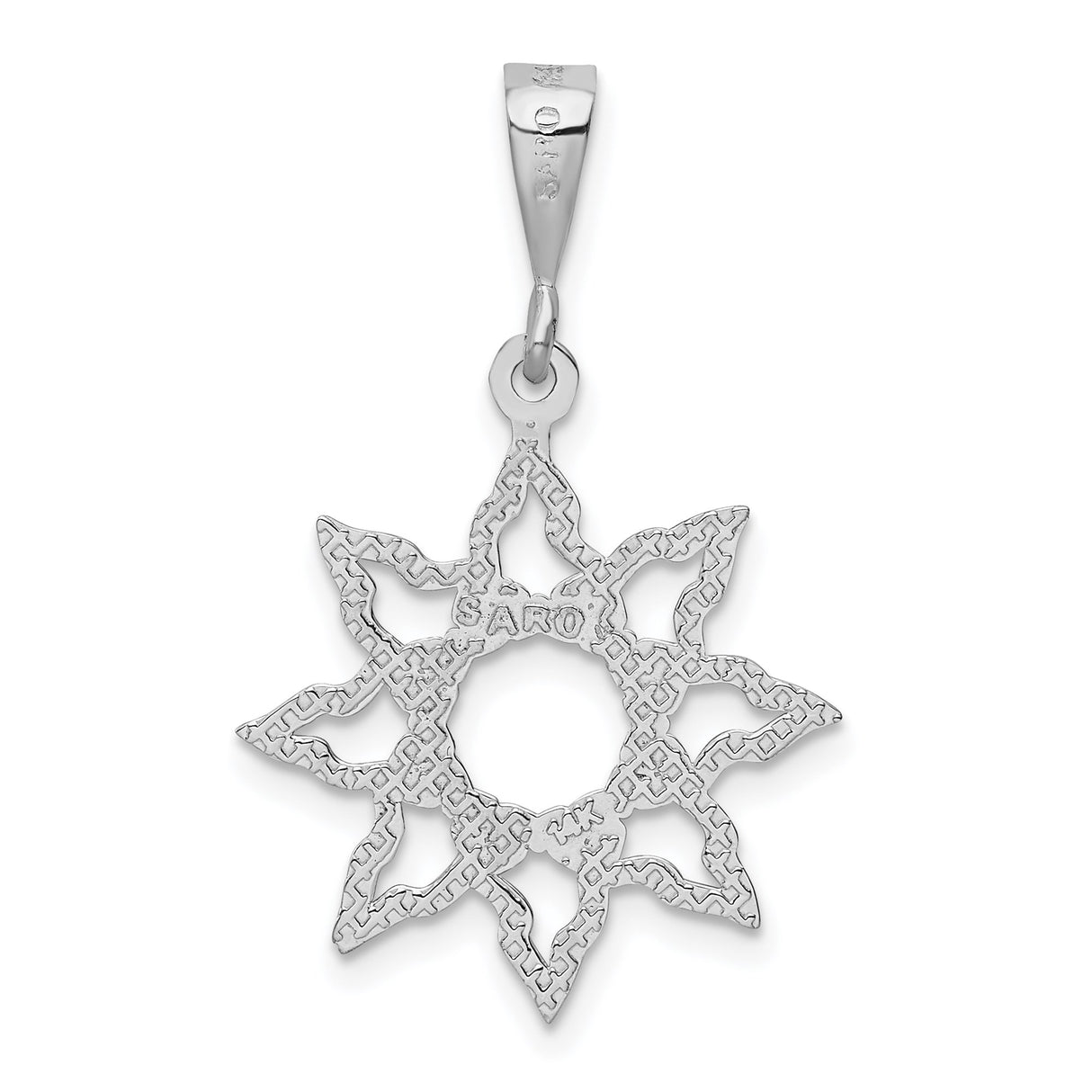 14k White Gold Celtic Sun Pendant with Interwoven Knot Design and Eternity Symbol
