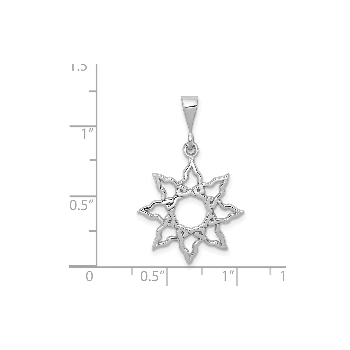 14k White Gold Celtic Sun Pendant with Interwoven Knot Design and Eternity Symbol