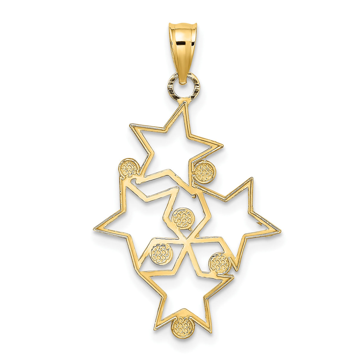 14k Yellow Gold and Rhodium Star Pendant with Open Outline, Two-Tone Celestial Design for Women