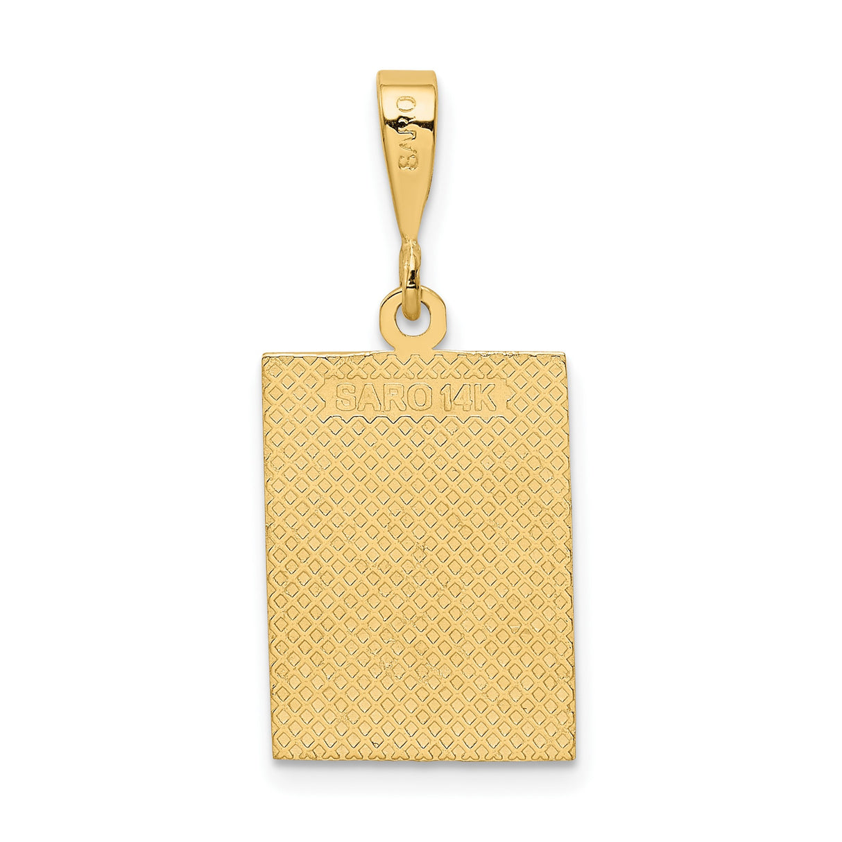 14k Yellow Gold Rectangular Pendant with Chinese Symbol for Strength, Unisex Kanji Charm