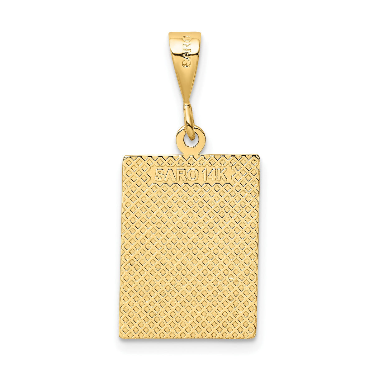 14k Yellow Gold Rectangular Pendant with Chinese Friendship Symbol, Unisex Charm