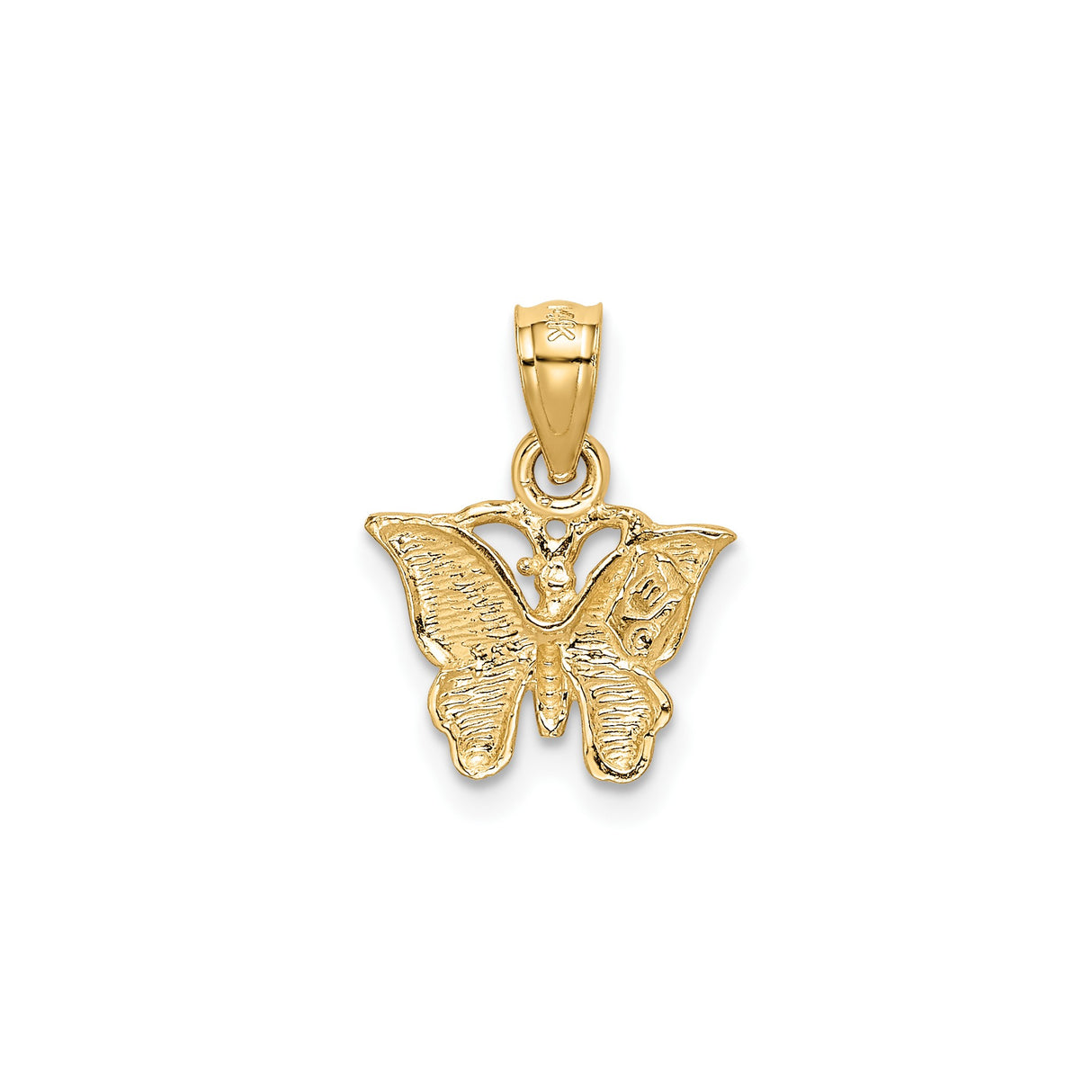 14k Yellow Gold Butterfly Pendant with Filigree Wings, Nature-Inspired Delicate Charm for Women