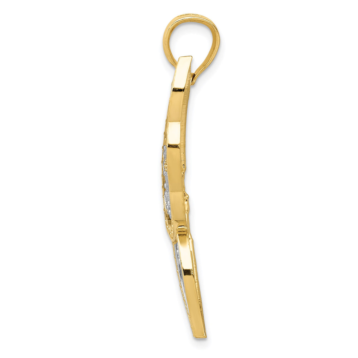 14k Multi-Tone Gold Butterfly Pendant with Rhodium Filigree Wings, Nature-Inspired Design