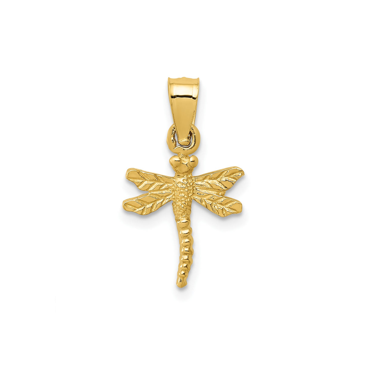 14k Yellow Gold Dragonfly Pendant with Detailed Wings, Nature-Inspired Jewelry for Women