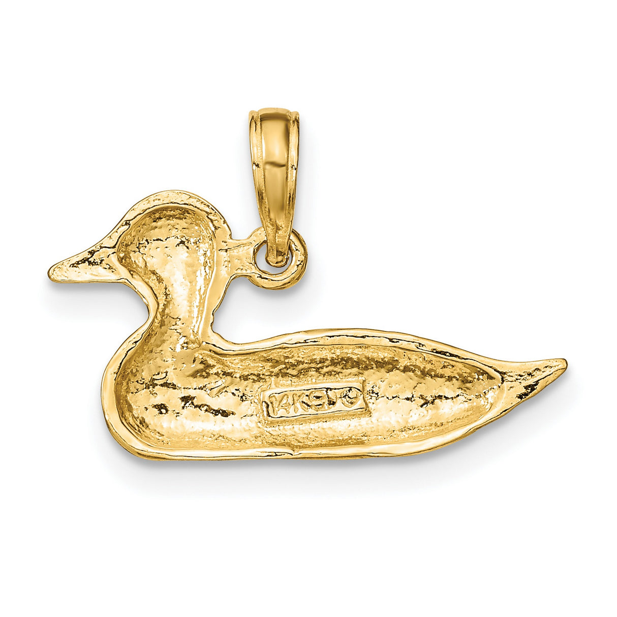 14k Yellow Gold Duck Charm Pendant, Nature-Inspired Animal Jewelry for Women or Unisex Wear