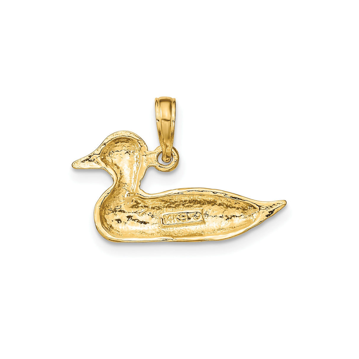 14k Yellow Gold Duck Pendant, Detailed Mallard Charm with Nature Symbolism for Women or Unisex