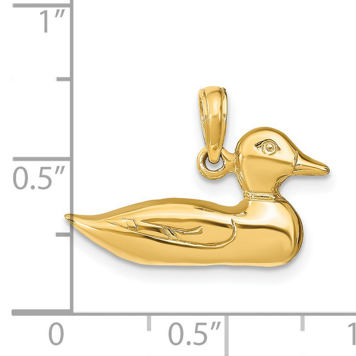 14k Yellow Gold Duck Charm Pendant, Nature-Inspired Animal Jewelry for Women or Unisex Wear