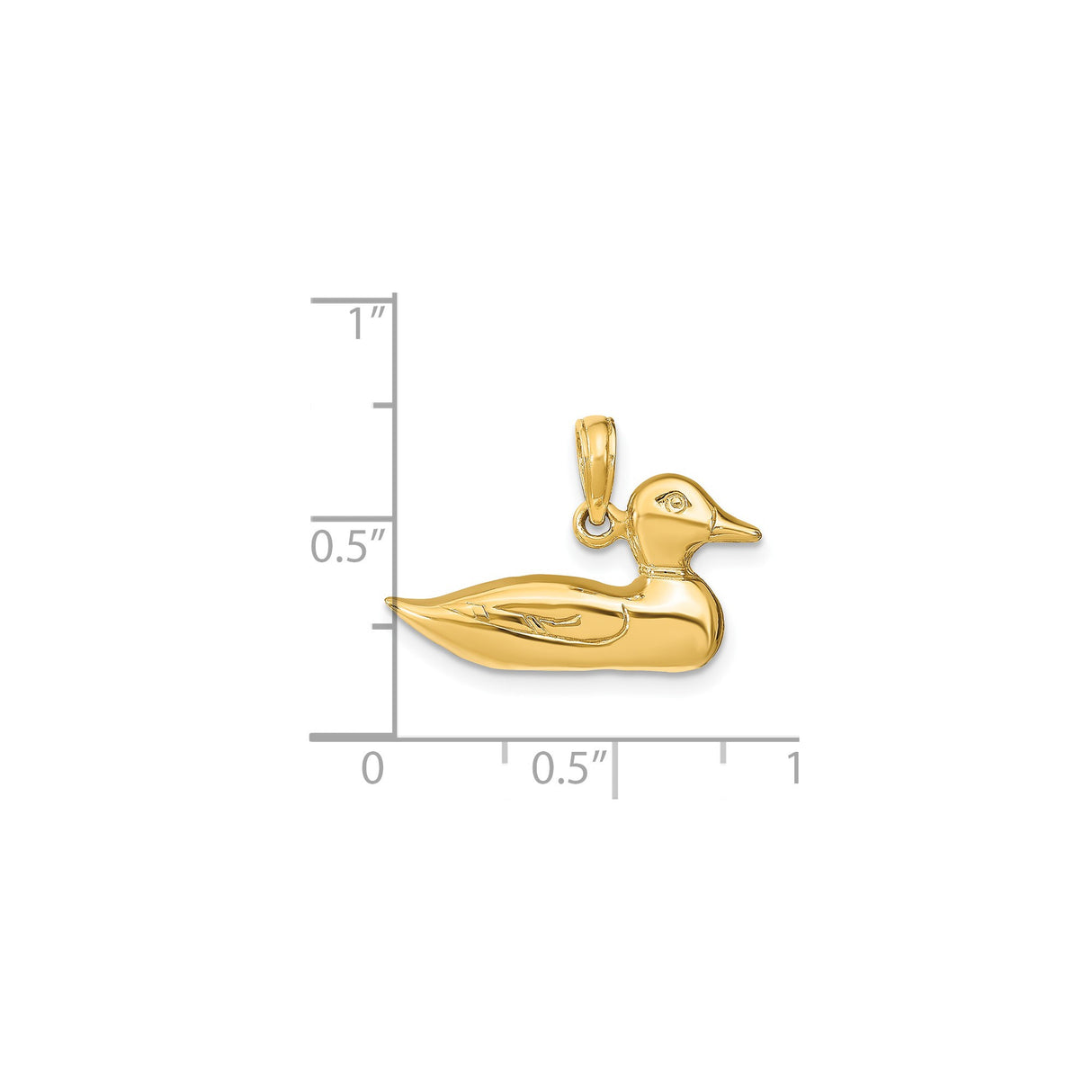 14k Yellow Gold Duck Pendant, Detailed Mallard Charm with Nature Symbolism for Women or Unisex