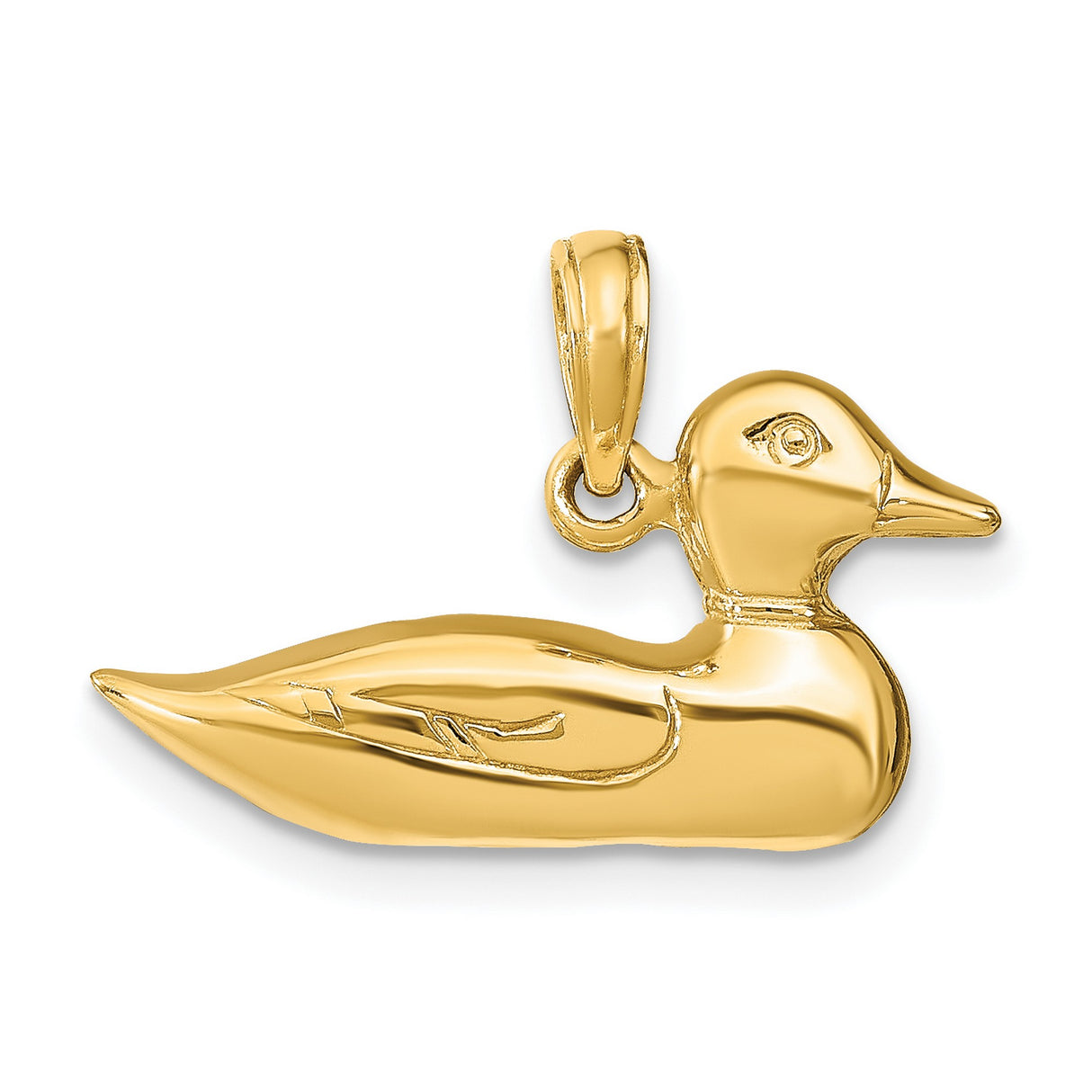 14k Yellow Gold Duck Charm Pendant, Nature-Inspired Animal Jewelry for Women or Unisex Wear