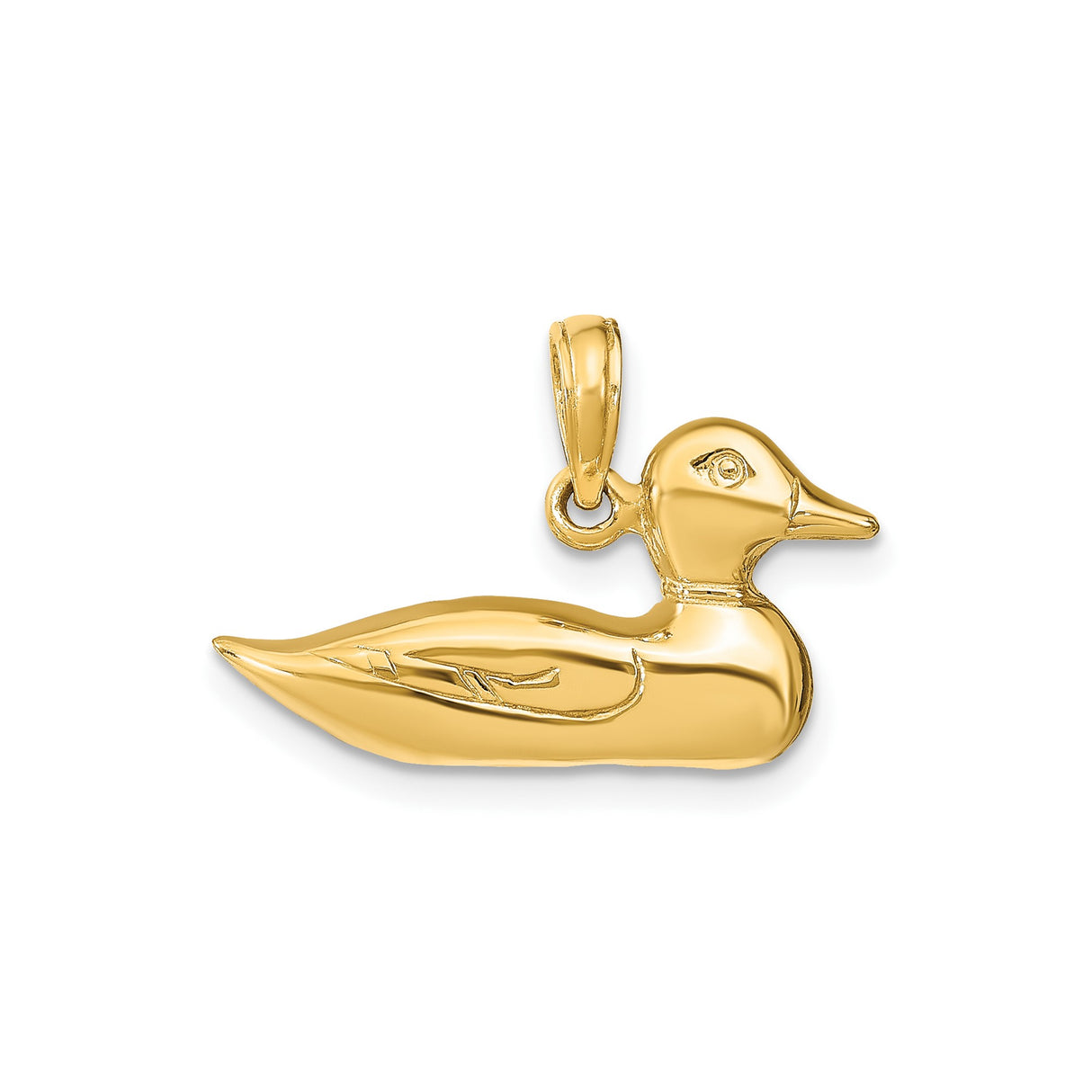 14k Yellow Gold Duck Pendant, Detailed Mallard Charm with Nature Symbolism for Women or Unisex