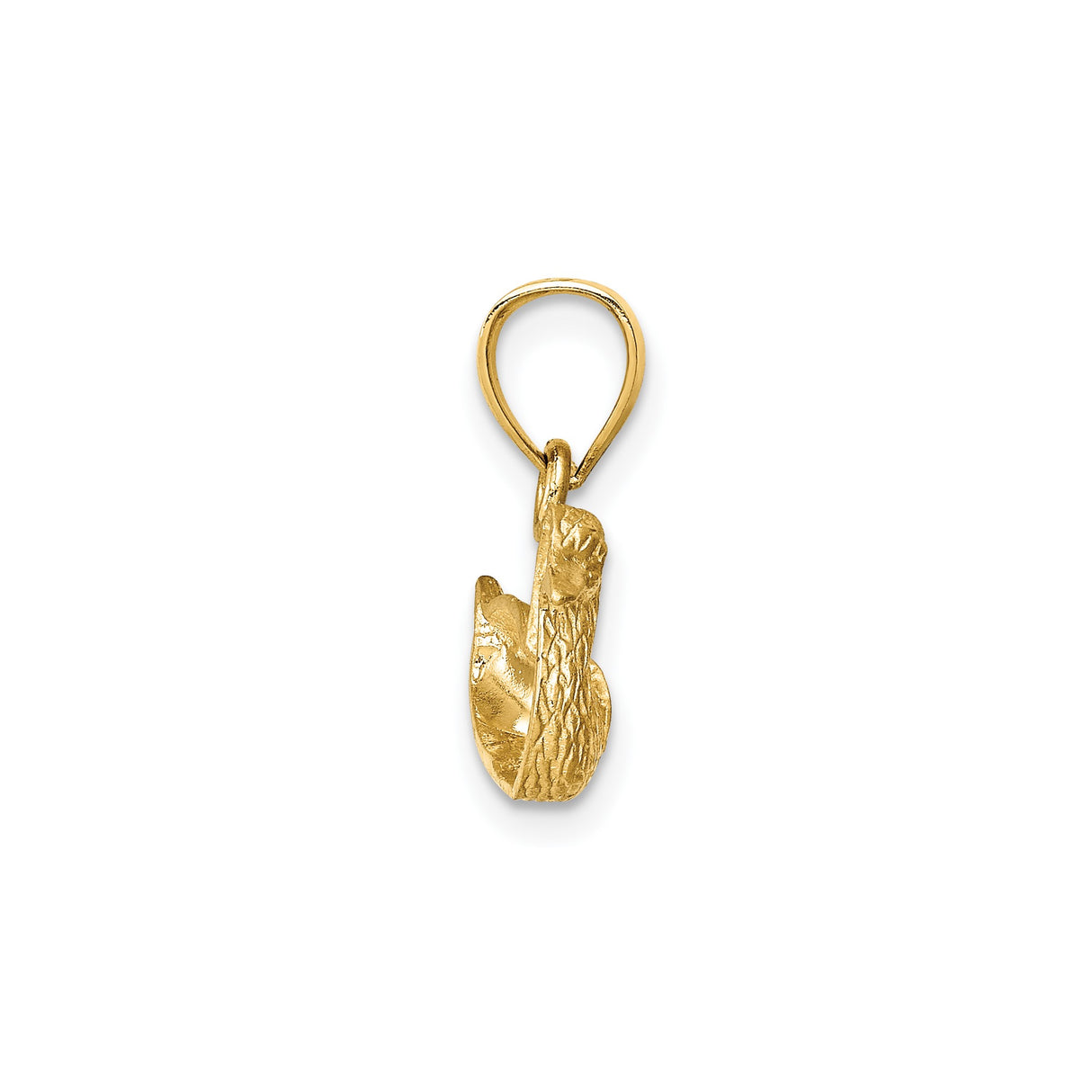 14k Yellow Gold Duck Pendant with Textured Feathers, Nature Inspired Bird Charm Jewelry