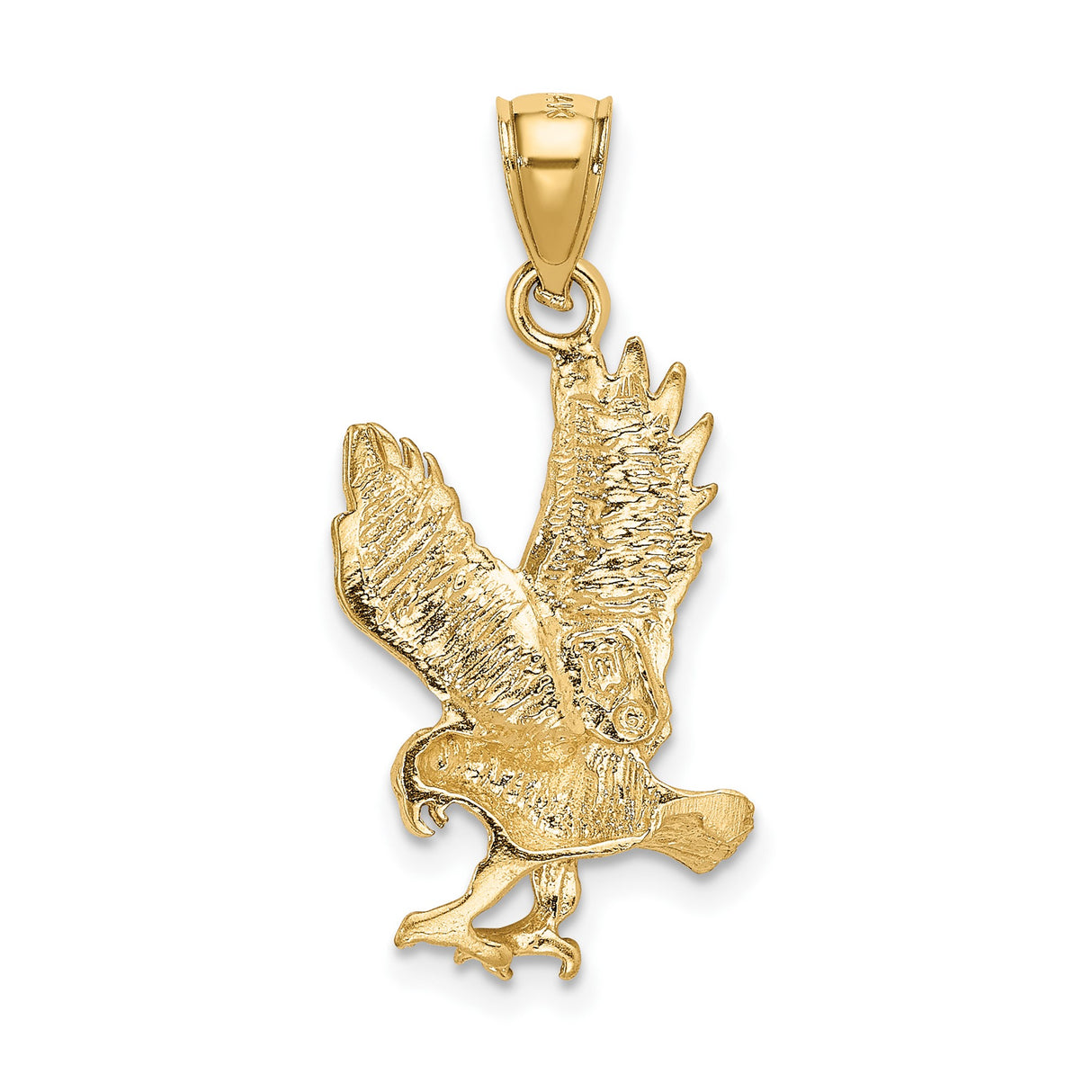 14k Yellow Gold Eagle Pendant with Outstretched Wings, Bold Patriotic Design for Men