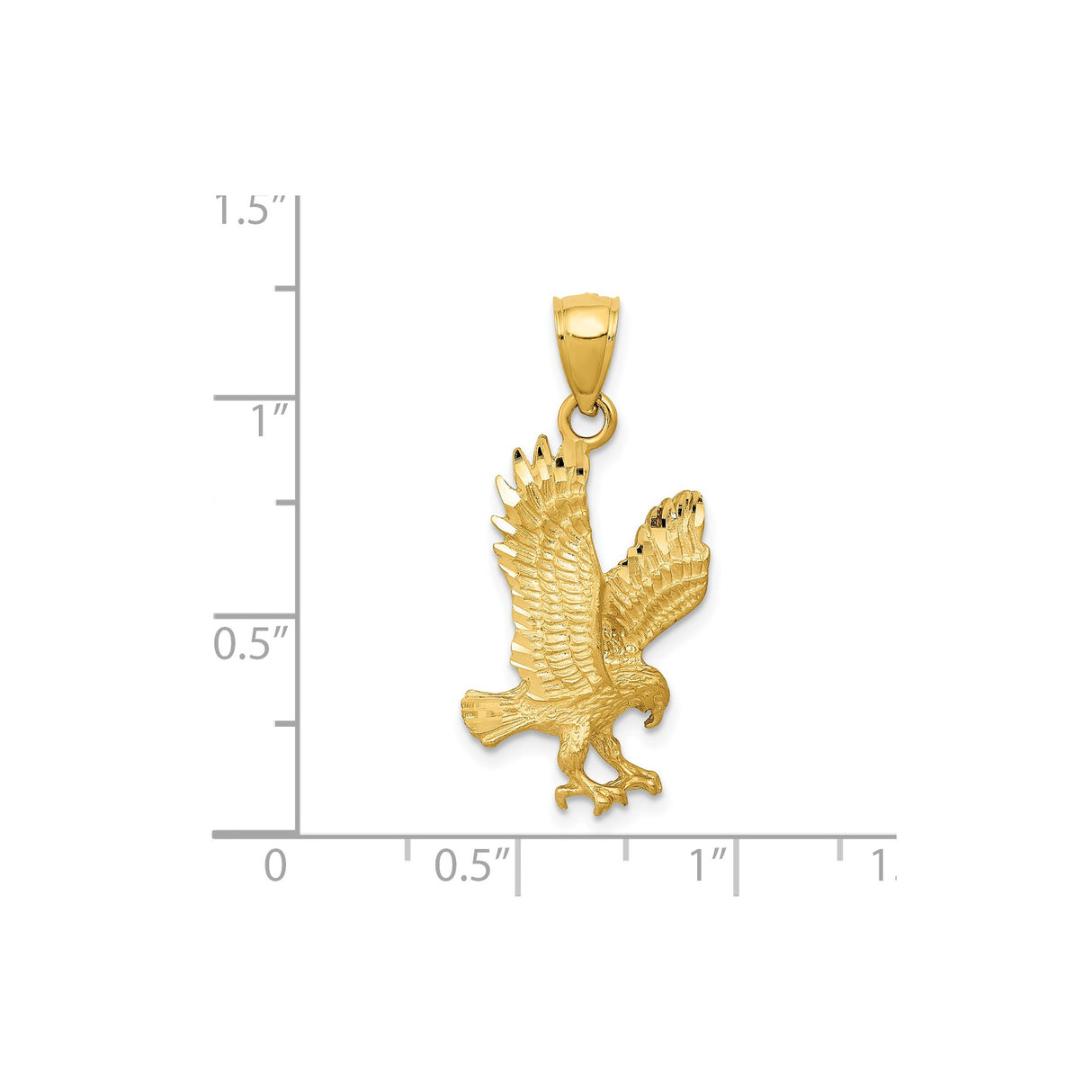 14k Yellow Gold Eagle Pendant with Outstretched Wings, Bold Patriotic Design for Men