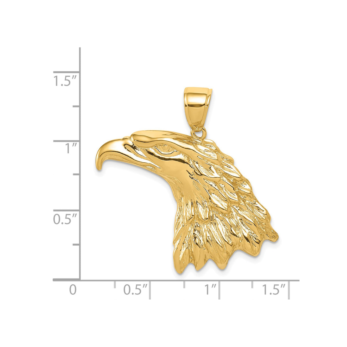 14k Yellow Gold Eagle Head Pendant with Bold Detailed Design, Patriotic Wildlife Charm for Men