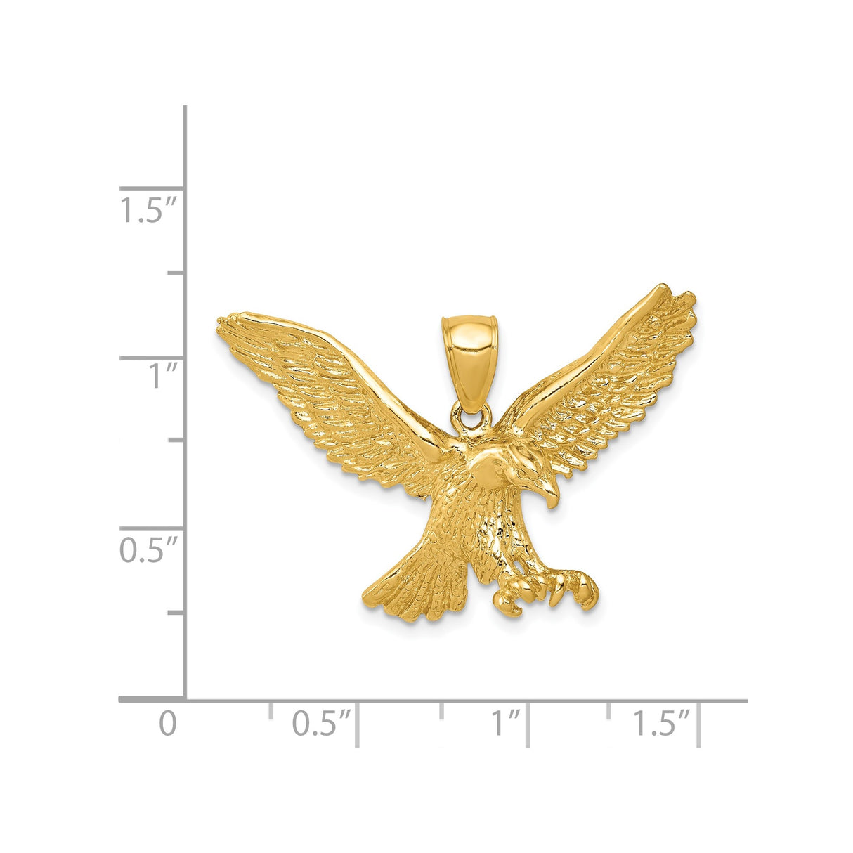 14k Yellow Gold Eagle Pendant with Outstretched Wings and Talons, Patriotic Symbol for Men